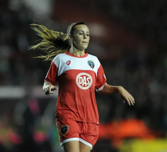 Framed Print : Natasha Harding in Action: Bristol Academy vs. FC Barcelona - Women's Champions League, Ashton Gate