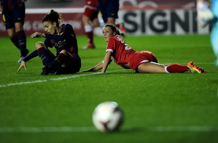 Framed Print : Natasha Harding's Heart-Stopping Moment: Inches Away from Scoring for Bristol Academy Women Against FC Barcelona Framed Print : Natasha Harding's Heart-Stopping Moment: Inches Away from Scoring for Bristol Academy Women Against FC Barcelona