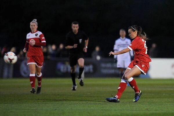 Natasha Harding's Shot for Goal: Bristol Academy vs. Chelsea Ladies Football Match, 2014