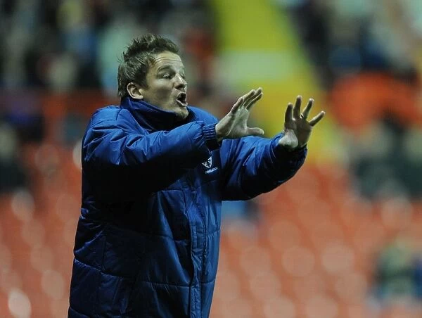 Neal Ardley Gives Instructions to AFC Wimbledon Players during Bristol City Match, Johnstone's Paint Trophy, 2014