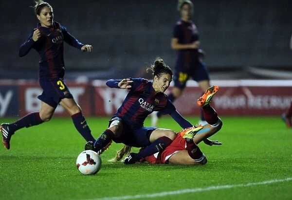 Near Miss: Natasha Harding of Bristol Academy FC vs. FC Barcelona in Champions League Action