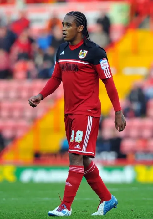 Framed Print : Neil Danns in Action: Championship Clash between Bristol City and Blackpool, November 2012