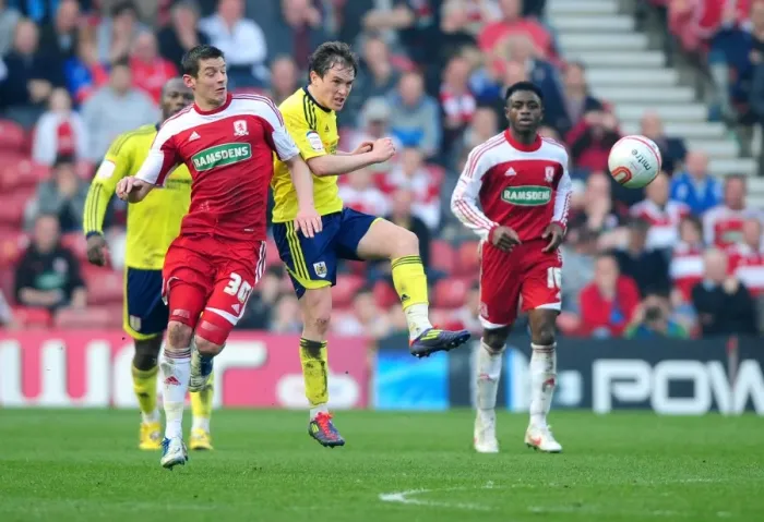 Framed Print : Neil Kilkenny vs. Lukas Jutkiewicz: Battle for the Ball in Middlesbrough vs. Bristol City Football Match, March 2012 Framed Print : Neil Kilkenny vs. Lukas Jutkiewicz: Battle for the Ball in Middlesbrough vs. Bristol City Football Match, March 2012