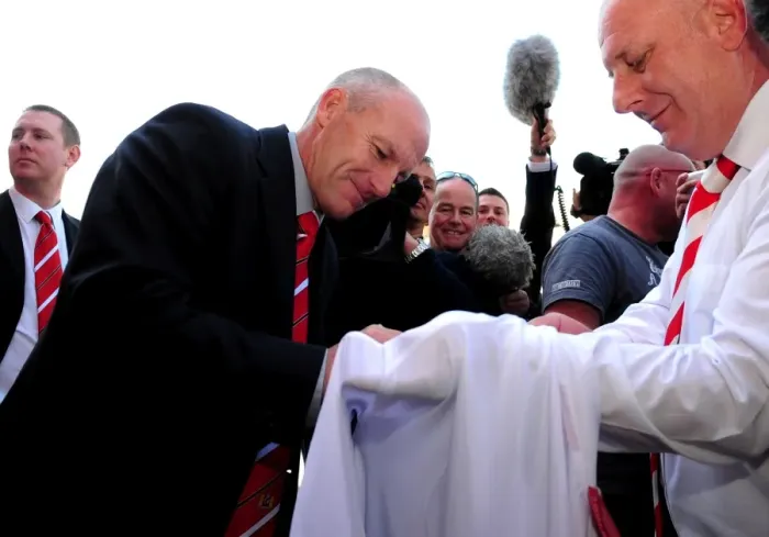 Framed Print : New Manager Steve Coppell Embraces Ecstatic Bristol City Fans at Ashton Gate Stadium, 2010 Framed Print : New Manager Steve Coppell Embraces Ecstatic Bristol City Fans at Ashton Gate Stadium, 2010