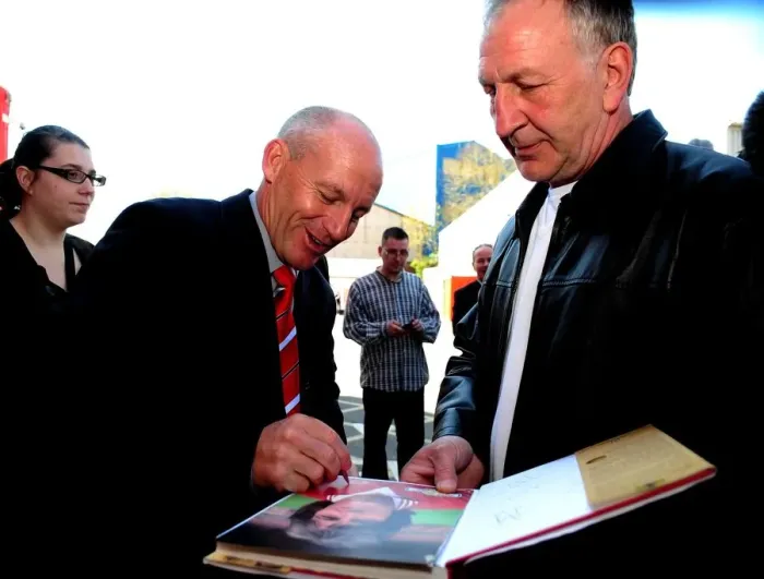 Framed Print : New Manager Steve Coppell Embraces Ecstatic Bristol City Fans at Ashton Gate Stadium, 2010 Framed Print : New Manager Steve Coppell Embraces Ecstatic Bristol City Fans at Ashton Gate Stadium, 2010