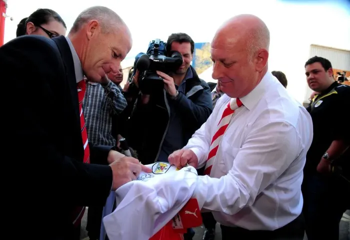 Framed Print : New Manager Steve Coppell Embraces Ecstatic Bristol City Fans at Ashton Gate Stadium, 2010 Framed Print : New Manager Steve Coppell Embraces Ecstatic Bristol City Fans at Ashton Gate Stadium, 2010