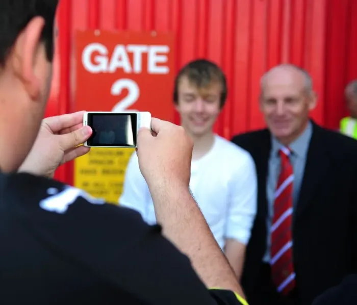 Framed Print : New Manager Steve Coppell Embraces Ecstatic Bristol City Fans at Ashton Gate Stadium, 2010 Framed Print : New Manager Steve Coppell Embraces Ecstatic Bristol City Fans at Ashton Gate Stadium, 2010