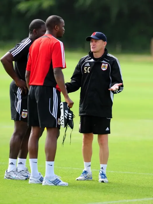 Framed Print : New Signing Kalifa Cisse Kicks Off Fresh Start with Manager Steve Coppell at Bristol City Pre-Season Training