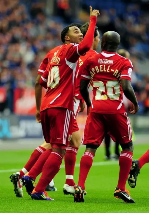 Framed Print : Nicky Maynard Scores First Goal: 0-1 Win for Bristol City in Championship Match vs Leicester City (August 6, 2011) Framed Print : Nicky Maynard Scores First Goal: 0-1 Win for Bristol City in Championship Match vs Leicester City (August 6, 2011)