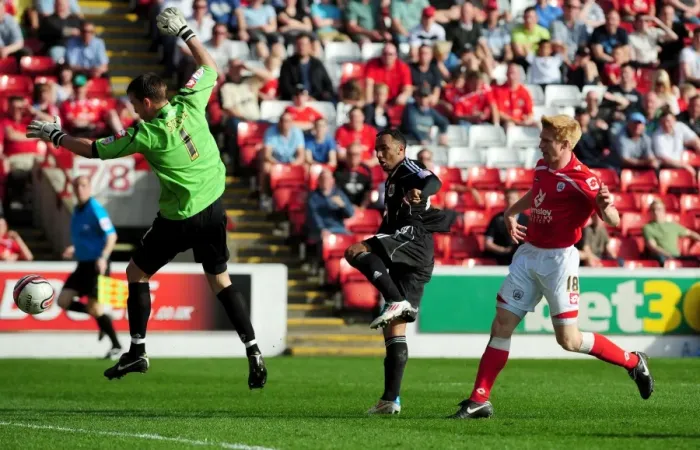 Framed Print : Nicky Maynard's Close Call: Barnsley vs. Bristol City, Championship Match, 09 / 04 / 2011 Framed Print : Nicky Maynard's Close Call: Barnsley vs. Bristol City, Championship Match, 09 / 04 / 2011