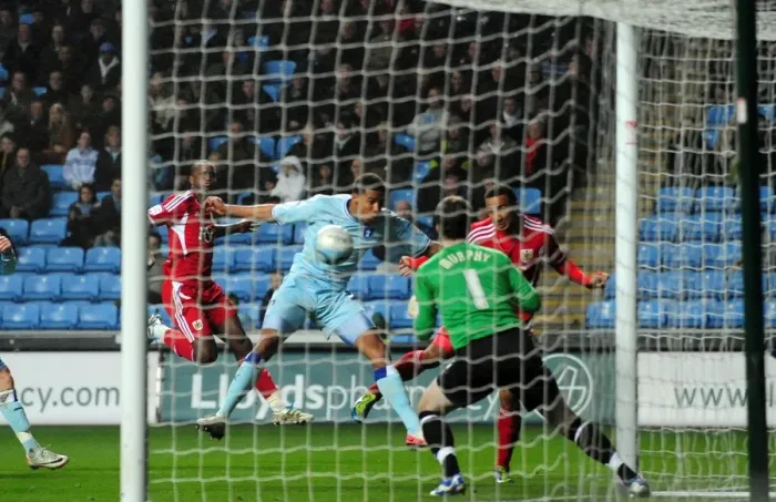 Framed Print : Nicky Maynard's Close Call: Coventry City vs. Bristol City, Championship Match, 26 / 12 / 2011 Framed Print : Nicky Maynard's Close Call: Coventry City vs. Bristol City, Championship Match, 26 / 12 / 2011