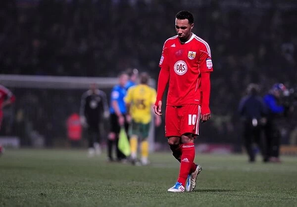 Nicky Maynard's Disappointed Reaction: Norwich City vs. Bristol City, Championship Match, 14-03-2011