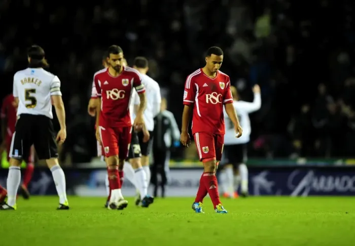 Framed Print : Nicky Maynard's Disappointment: Derby County Outshines Bristol City in Championship Match, 10th December 2011 Framed Print : Nicky Maynard's Disappointment: Derby County Outshines Bristol City in Championship Match, 10th December 2011