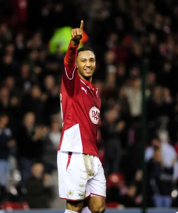 Framed Print : Nicky Maynard's Euphoric Goal Celebration: A Thrilling Moment in Bristol City's Championship Victory over Barnsley (2010) - Ashton Gate Stadium Framed Print : Nicky Maynard's Euphoric Goal Celebration: A Thrilling Moment in Bristol City's Championship Victory over Barnsley (2010) - Ashton Gate Stadium