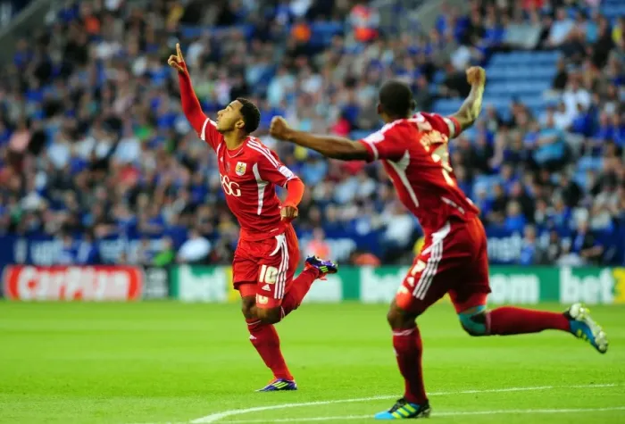 Framed Print : Nicky Maynard's Game-Opening Goal: Leicester City vs. Bristol City, Championship Match (August 2011)