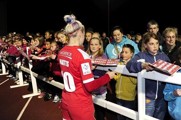 Nikki Watts of Bristol Academy Signing Autographs for Fans during BAWFC vs Chelsea Ladies Match