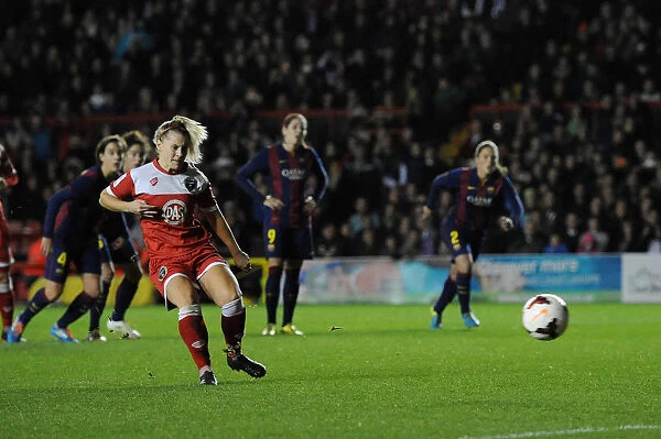 Nikki Watts Scores Penalty for Bristol Academy Women Against FC Barcelona, Champions League (13 / 11 / 2014)