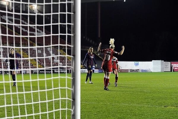 Nikki Watts Triumphant Moment: Bristol Academy Women's FC vs. FC Barcelona in Champions League Action