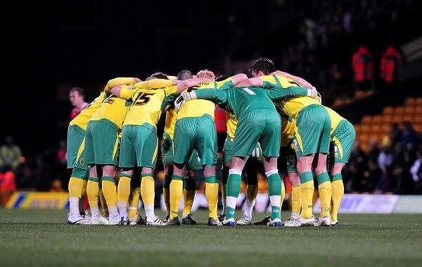 Norwich City Football Team Huddle before Championship Match against Bristol City (14-03-2011)