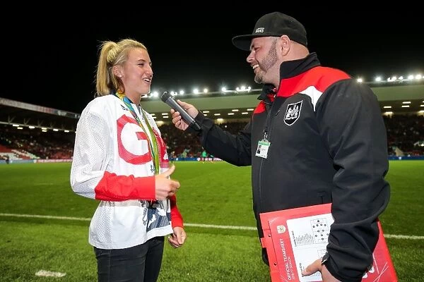 Olympic Gold Medallist Lily Owsley Interviewed at Half Time by Fellow Champion Downsy at Ashton Gate