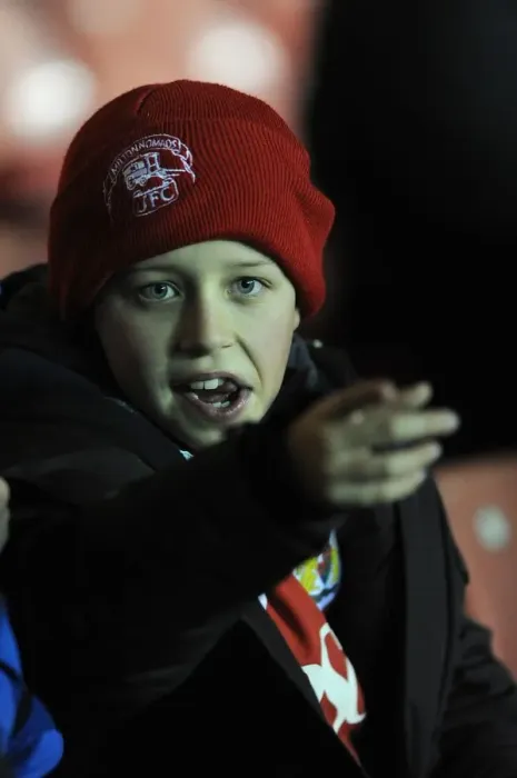 Framed Print : Passionate Bristol City Fan Cheers at Ashton Gate Stadium during FA Cup Third Round Replay Framed Print : Passionate Bristol City Fan Cheers at Ashton Gate Stadium during FA Cup Third Round Replay