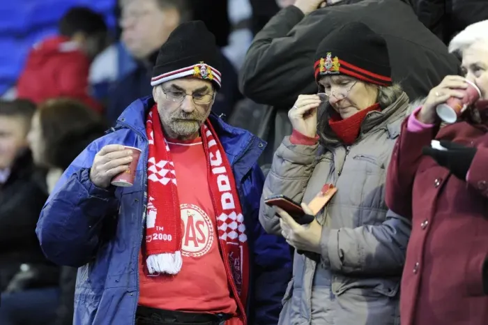Framed Print : Passionate Bristol City Fans in Action at Prenton Park during Tranmere vs. Bristol City, League One Match