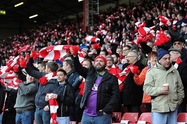 Passionate Bristol City Fans at Ashton Gate during FA Cup Fourth Round Match