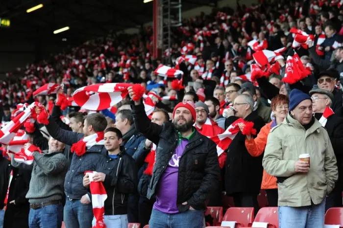Framed Print : Passionate Bristol City Fans at Ashton Gate during FA Cup Fourth Round Match Framed Print : Passionate Bristol City Fans at Ashton Gate during FA Cup Fourth Round Match