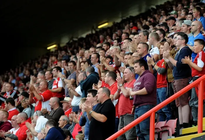Framed Print : Passionate Bristol City Fans in Full Force at Ashton Gate during Sky Bet League One Match against MK Dons