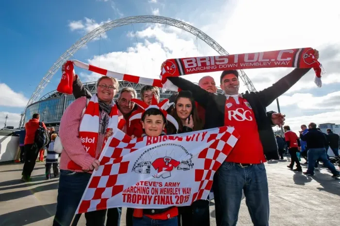 Framed Print : Passionate Bristol City Fans at the Johnstones Paint Trophy Final in Wembley Stadium Framed Print : Passionate Bristol City Fans at the Johnstones Paint Trophy Final in Wembley Stadium