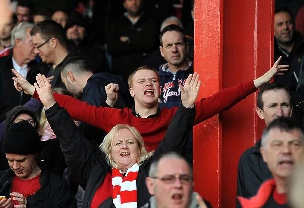 Passionate East End Fans in Action: A Football Rivalry Unfolds - Bristol City vs Crewe, 2014