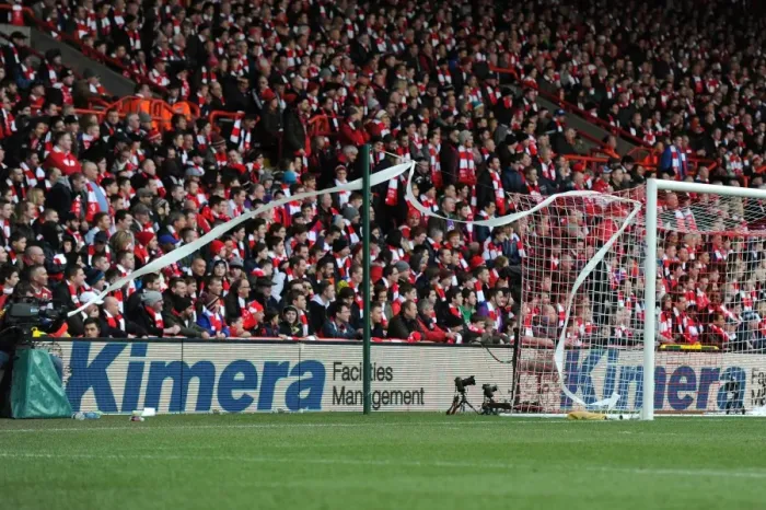 Framed Print : Passionate Fans of Bristol City FC Cheering at Ashton Gate During FA Cup Match Against West Ham United, January 2015