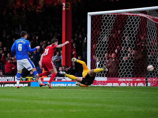 Paul Anderson Scores the Opener for Bristol City Against Peterborough United - Championship Football Match, December 2012