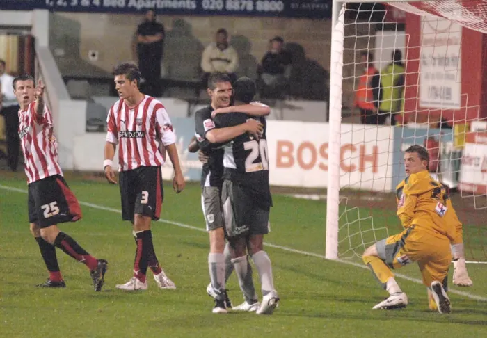 Framed Print : Phil Jevons: Brilliant Moment at Brentford vs. Bristol City