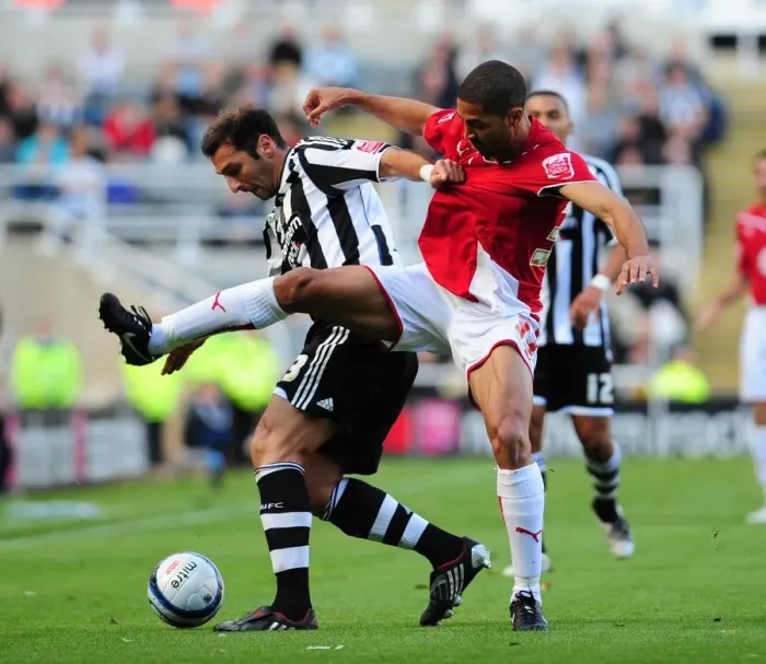Framed Print : Powerful Duo in Action: Zurab Khizanishvili and Alvaro Saborio at Newcastle United vs. Bristol City