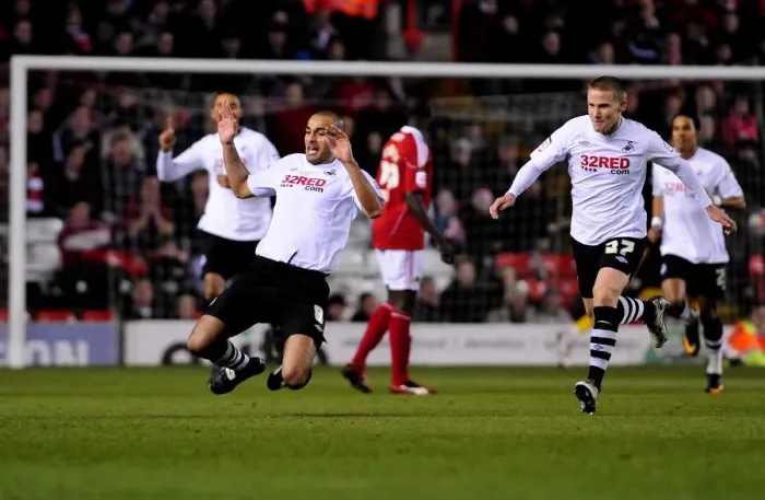 Framed Print : Pratley's Goal Celebration: Swansea Stuns Bristol City in Championship Match, 01-02-2011 Framed Print : Pratley's Goal Celebration: Swansea Stuns Bristol City in Championship Match, 01-02-2011