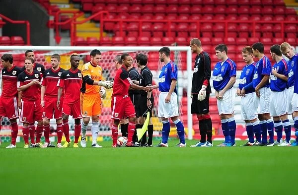Pre-Match Handshake: Bristol City U21s vs Ipswich Town U21s at Ashton Gate, 2012