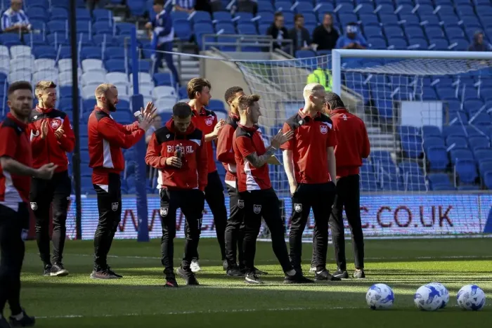 Framed Print : Pre-Match Moments: Brighton and Bristol City Players at Amex Stadium Framed Print : Pre-Match Moments: Brighton and Bristol City Players at Amex Stadium