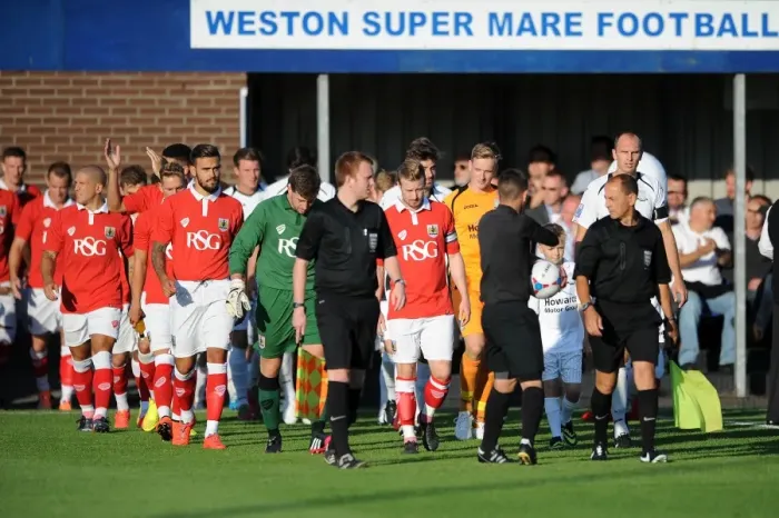 Framed Print : Pre-Season Friendly: Weston Super Mare vs. Bristol City, 09.07.2014 - Woodspring Stadium