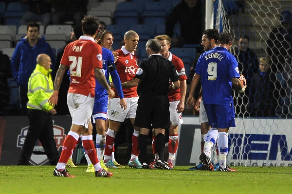 Protesting the Penalty: Adam El-Abd of Bristol City at Gillingham's Priestfield Stadium, FA Cup Round One