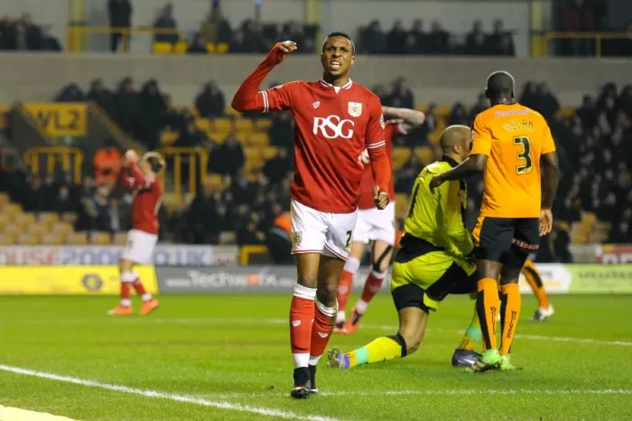 Framed Print : Reaction of Jonathan Kodjia as His Shot Misses the Target: Wolves vs. Bristol City, Sky Bet Championship (08 / 03 / 2016)