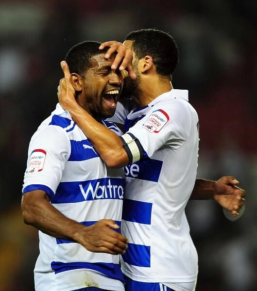 Reading Football Club: Jobi McAnuff and Mikele Leigertwood Celebrate Championship Victory Over Bristol City (27-09-2011)