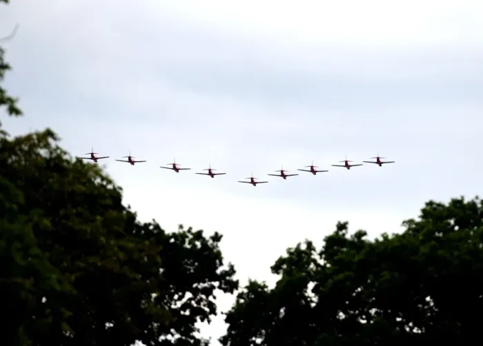 Framed Print : Red arrows fly over EBB stadium Framed Print : Red arrows fly over EBB stadium