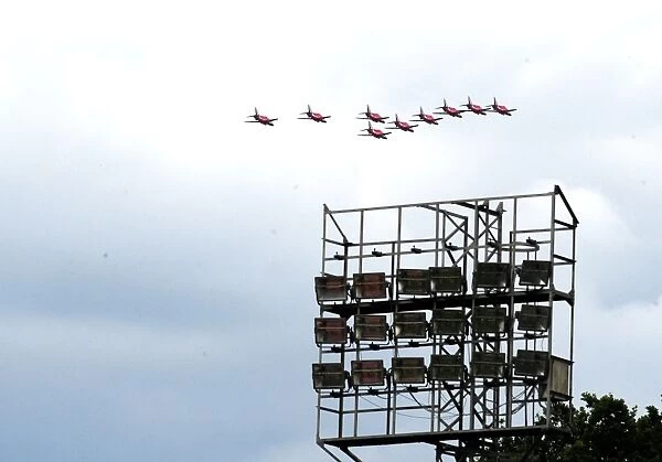Red Arrows Soar Over EBB Stadium: Aerial View of Bristol City Football Match