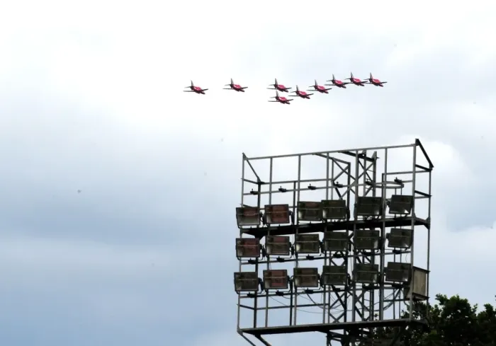 Framed Print : Red Arrows Soar Over EBB Stadium: Aerial View of Bristol City Football Match Framed Print : Red Arrows Soar Over EBB Stadium: Aerial View of Bristol City Football Match