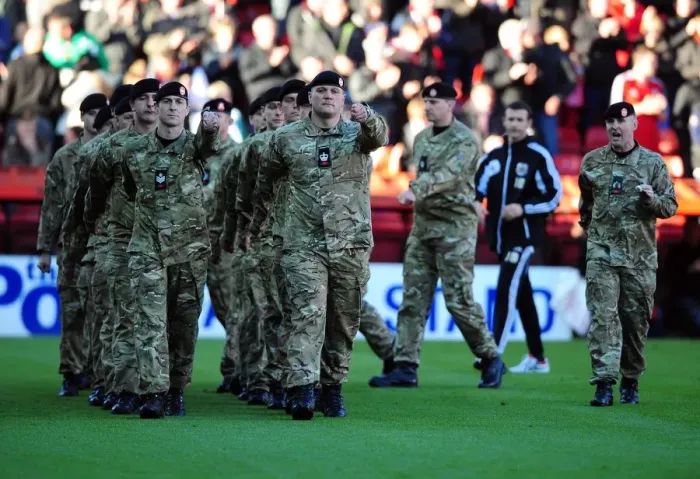 Framed Print : Remembrance Day Tribute: Second Royal Tank Regiment Leads Out Bristol City and Charlton Athletic at Ashton Gate Stadium Framed Print : Remembrance Day Tribute: Second Royal Tank Regiment Leads Out Bristol City and Charlton Athletic at Ashton Gate Stadium