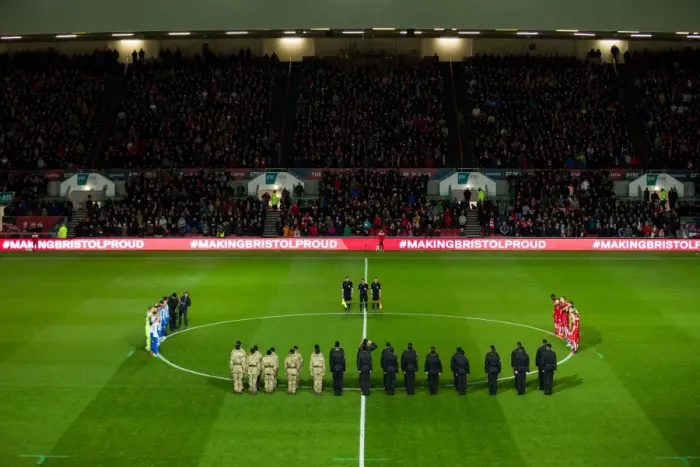 Framed Print : Remembrance Day Tribute: A Minute's Silence at Bristol City vs. Brighton & Hove Albion (November 5, 2016)