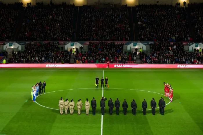 Framed Print : Remembrance Day Tribute: A Minute's Silence at Bristol City vs Brighton & Hove Albion (November 5, 2016)