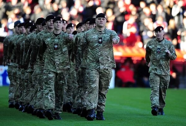 Remembrance Day Tribute: Second Royal Tank Regiment Leads Out Bristol City and Charlton Athletic at Ashton Gate Stadium