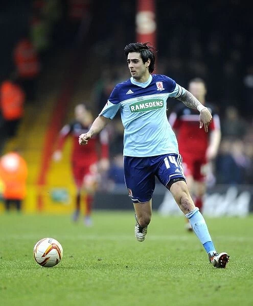 Rhys Williams in Action: Bristol City vs Middlesbrough, 2013 - Npower Championship Football Match
